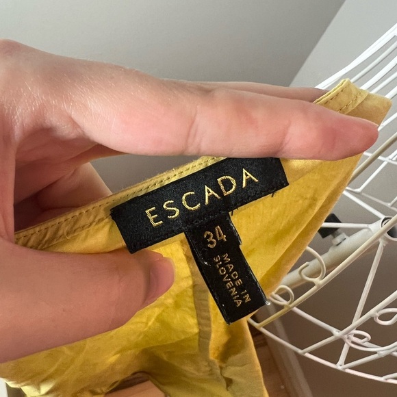 Escada Women's Size 34 Sleeveless Tie Front Wrap Blouse Cotton Blend Peridot Bow - Picture 7 of 8